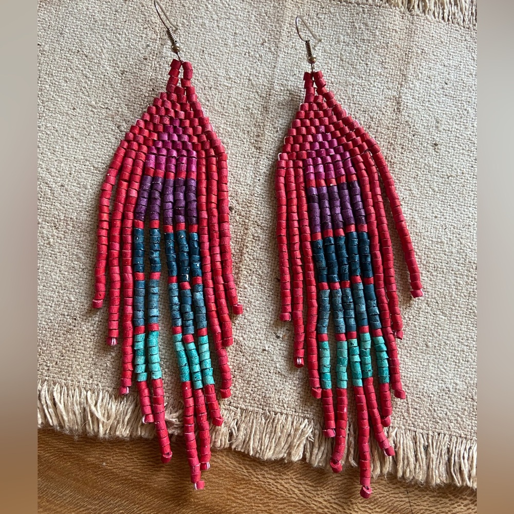 Handmade clay beaded earrings